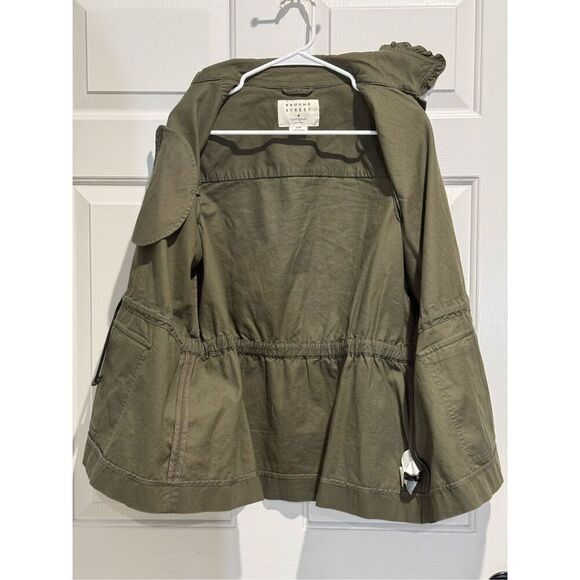 Kate Spade Broome Street Ruffle Trim & Velvet Bow Back Military Button Up Jacket - Picture 11 of 16